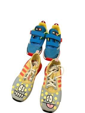 adidas Kids Colorful Blue & Yellow Sneakers with Playful Graphic Pair
